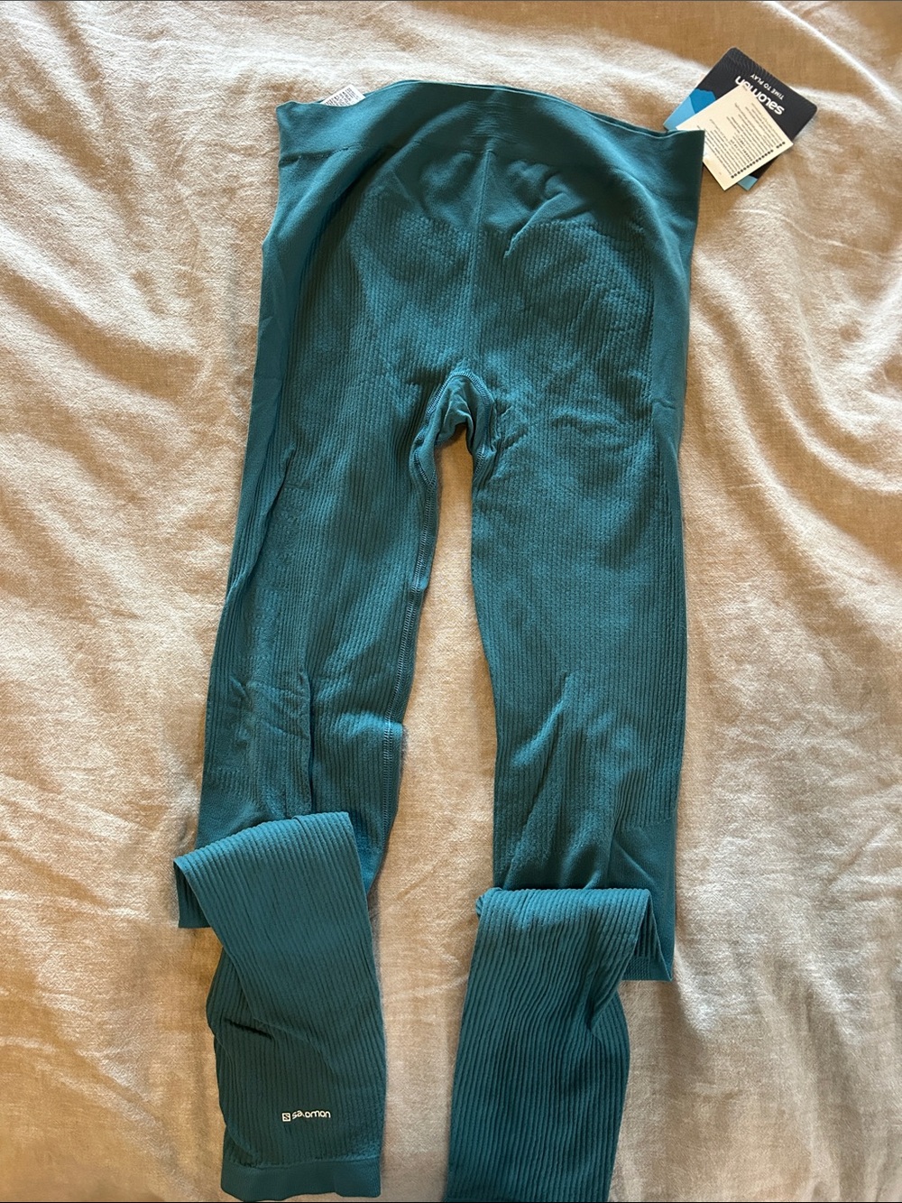 Salomon Teal Ribbed Track Pants